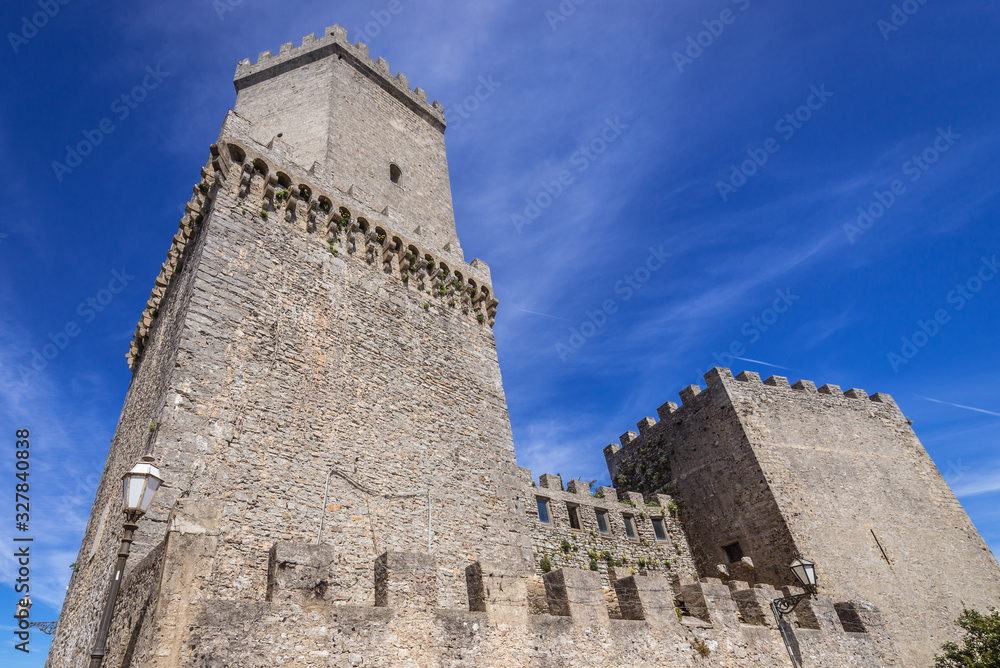 Walls of Balio Castle in Erice, small town located on a mountain near Trapani city, Sicily Island in Italy
