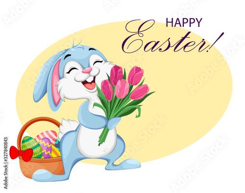 Funny Easter bunny cartoon character.