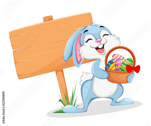 Funny Easter bunny cartoon character.