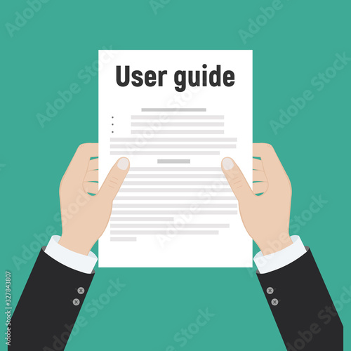 User guide document on table book manual.Vector illustration.