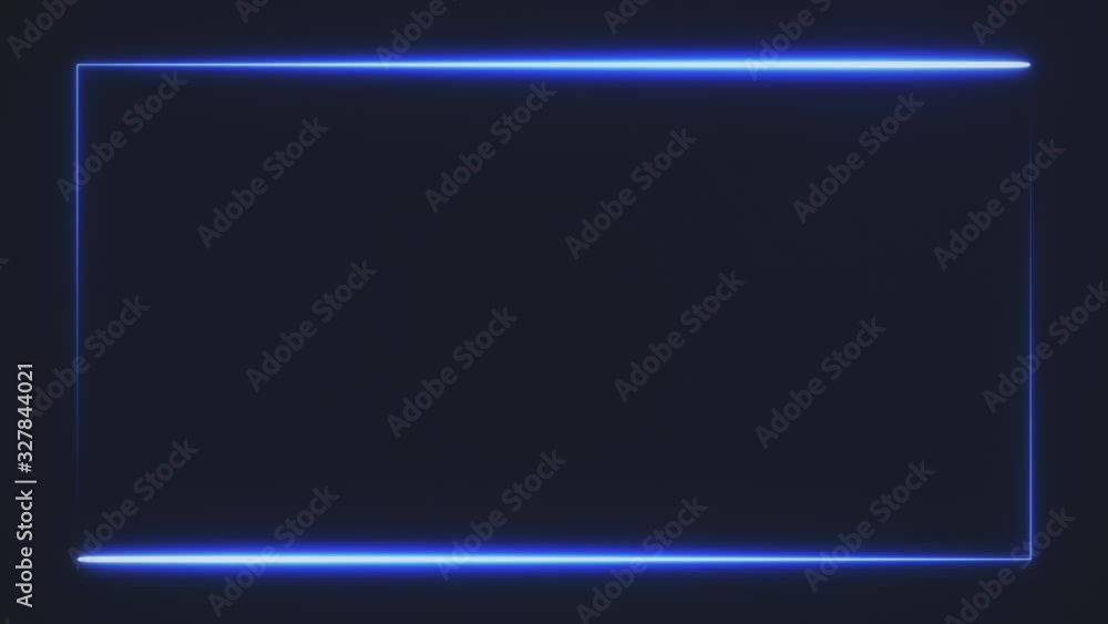 bright blue color neon rectangle frame on black background, abstract 3d rendering 4K animated video bright blue color neon rectangle frame on black background, abstract 3d rendering 4K animated video