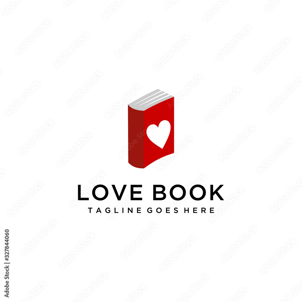 Creative modern love Education logo design illustration using book icon template