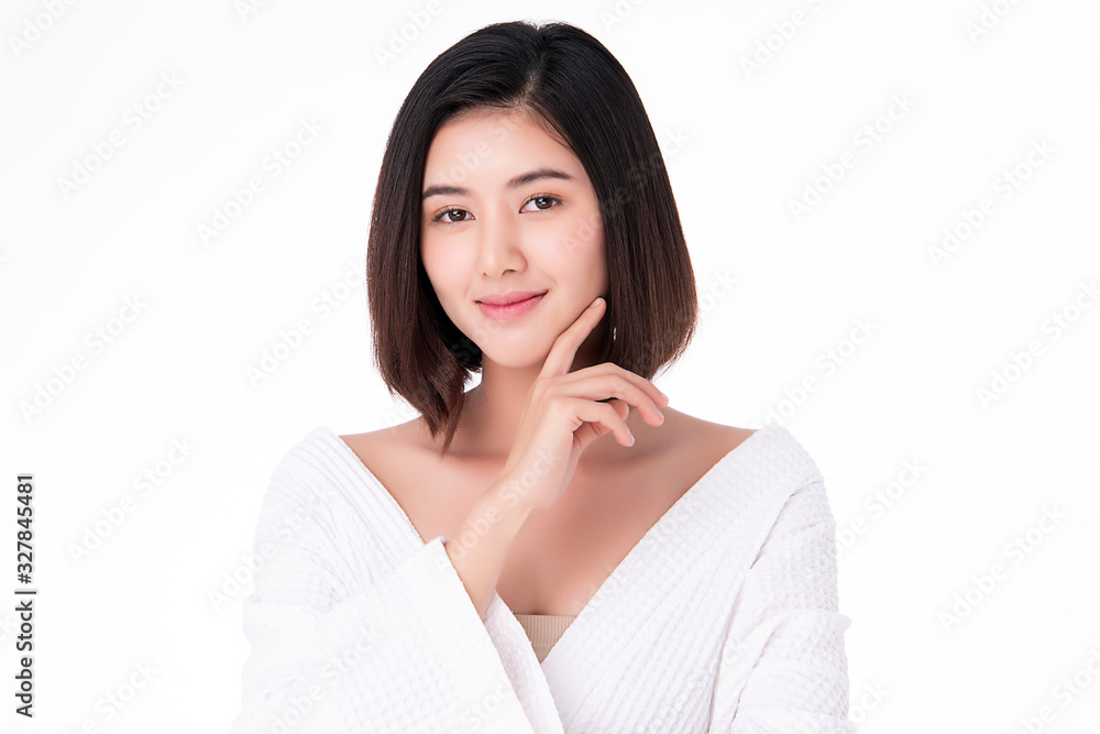 Beautiful Young Asian Woman with Clean Fresh Skin. Face care, Facial treatment, Cosmetology, beauty and healthy skin and cosmetic concept .woman beauty skin isolated on white background Beautiful Young Asian Woman with Clean Fresh Skin. Face care, Facial treatment, Cosmetology, beauty and healthy skin and cosmetic concept .woman beauty skin isolated on white background