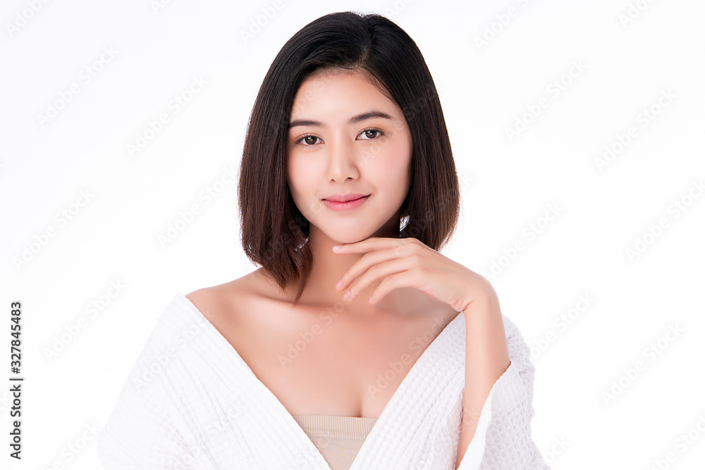 Beautiful Young Asian Woman with Clean Fresh Skin. Face care, Facial treatment, Cosmetology, beauty and healthy skin and cosmetic concept .woman beauty skin isolated on white background Beautiful Young Asian Woman with Clean Fresh Skin. Face care, Facial treatment, Cosmetology, beauty and healthy skin and cosmetic concept .woman beauty skin isolated on white background