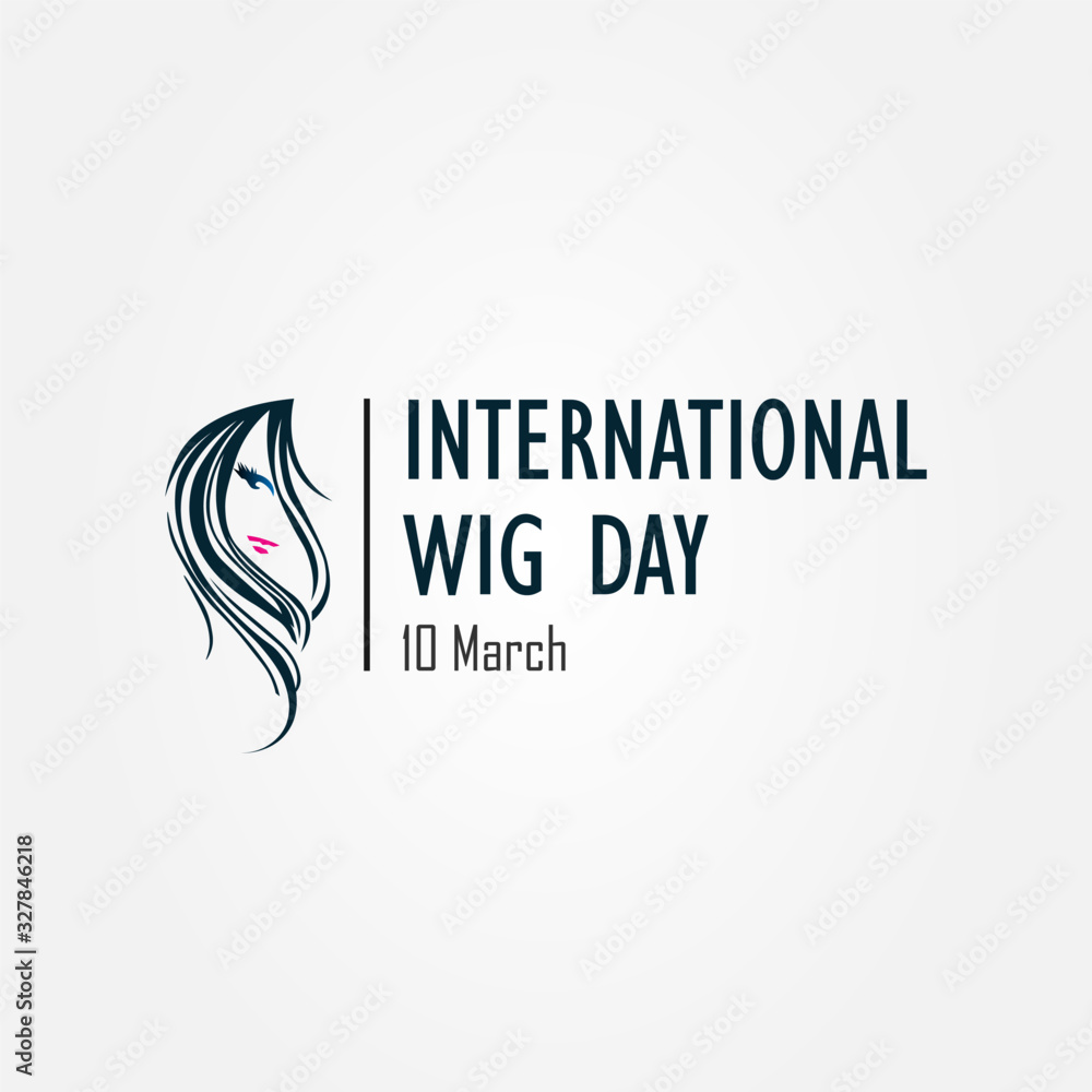 Obraz premium International wig day 10 March sign, symbol, and logo. vector illustration.
