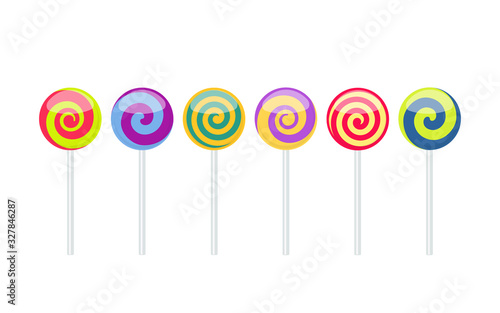 Canvas Print Set of colorful lollipop sweet candies