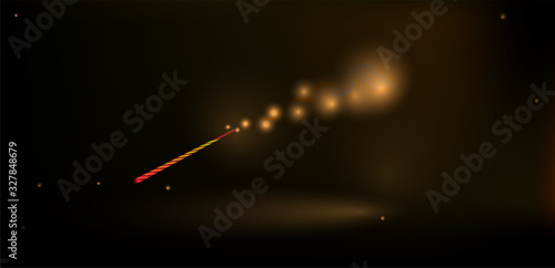 illustration of a magic wand with magic light on a dark background