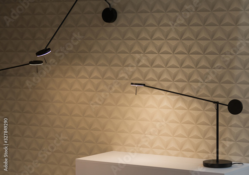 Modern table and wall lamps, black narrow light elegant lamps © Olha