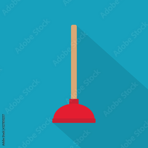 red rubber toilet plunger icon- vector illustration