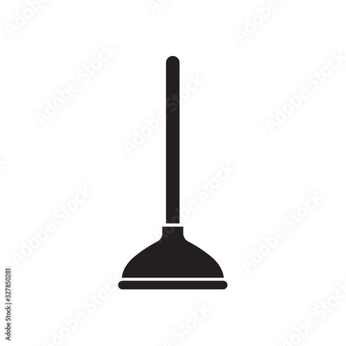 black rubber toilet plunger icon- vector illustration