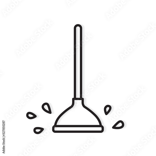 black rubber toilet plunger icon- vector illustration