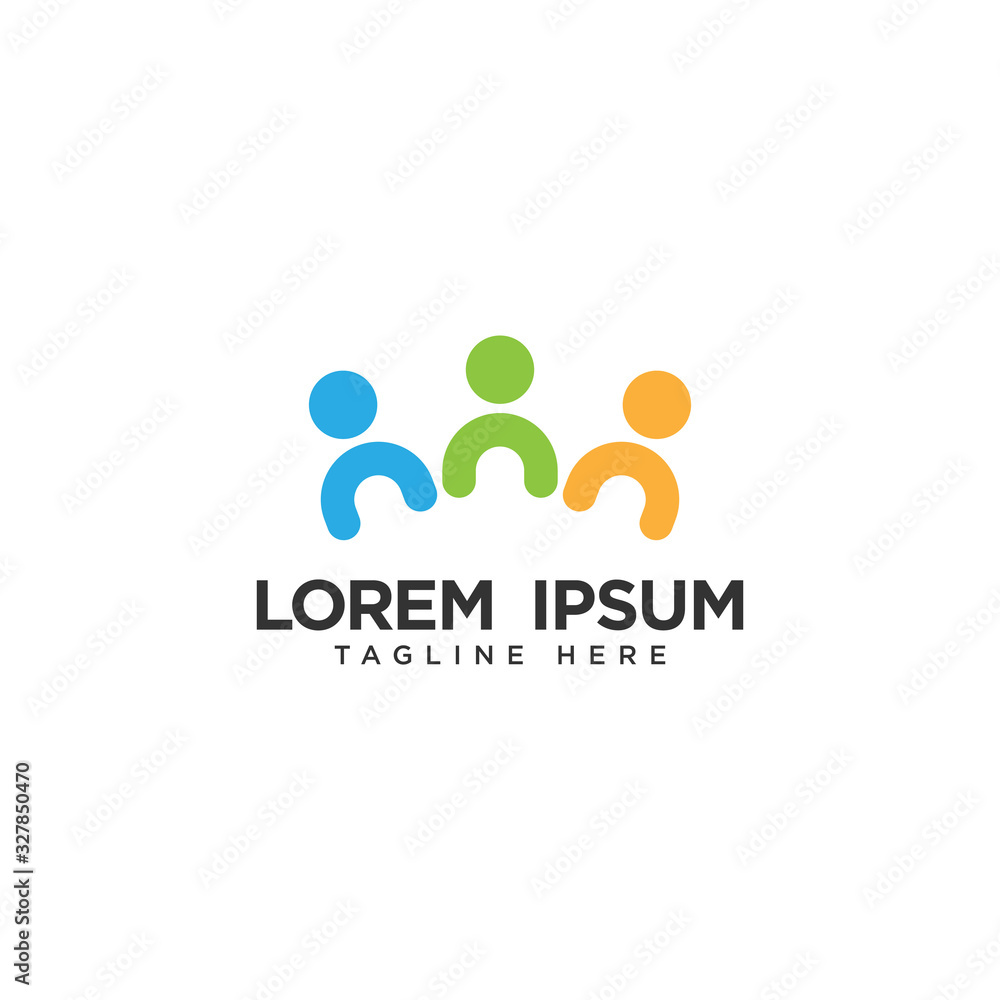Human social, unity, together, connection, relation logo design template.