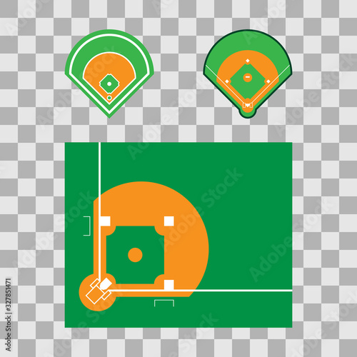 Sports baseball fields on background.Set of baseball fields.Flat.Vector illustration