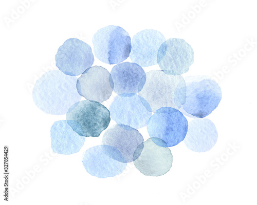 Abstract composition. Transparent texture. Gradient with bluish, Light Sky color. Watercolor hand-painted circle isolated on a white. Illustration for textiles, Wallpapers, postcards.