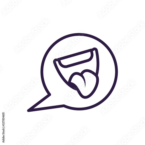 speech bubble with cartoon mouth, line style icon