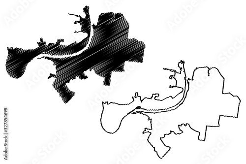 Perm City (Russian Federation, Russia) map vector illustration, scribble sketch City of Perm (Molotov) map