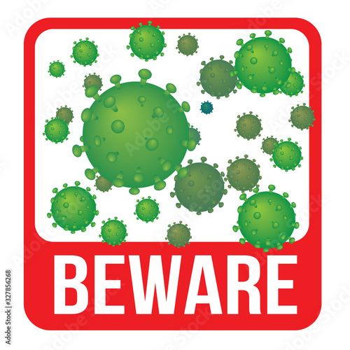 Crown virus vector illustration warning sign. Schematic representation of virus.