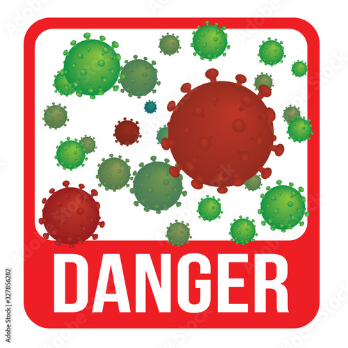 Crown virus vector illustration warning sign. Schematic representation of virus.