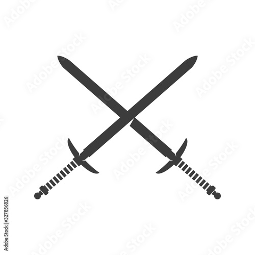 Crossed Swords Black Icon Vector Illustration.