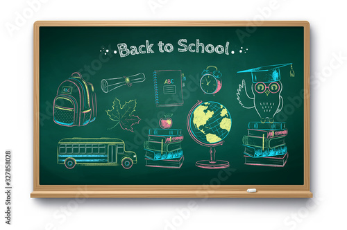 Chalk drawn illustration set of education items