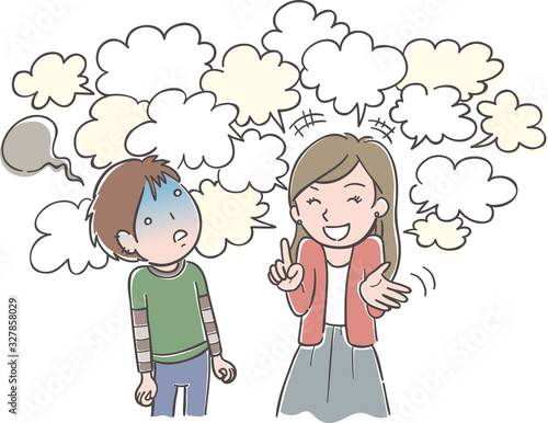 おしゃべりな女性＆話を聞かされてうんざりしている男性