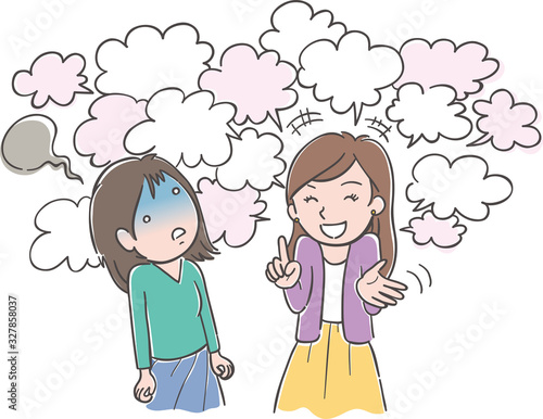 おしゃべりな女性＆話を聞かされてうんざりしている女性