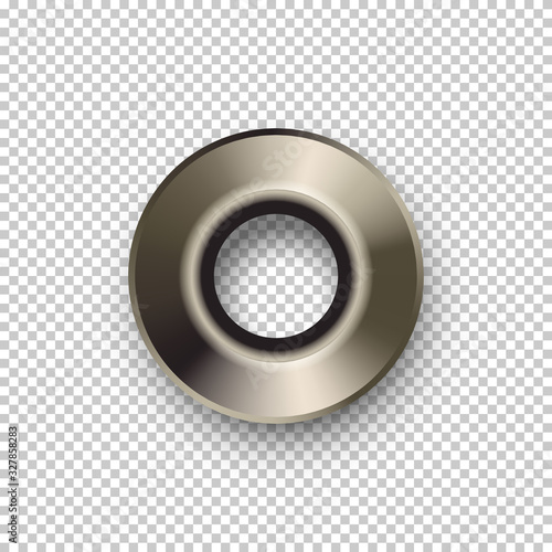 Shiny realistic metal rivet isolated on transparent background. Vector design element.