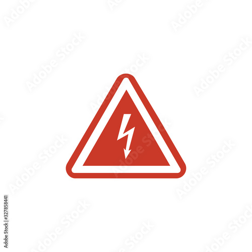 Yellow Sign of danger high voltage symbol. Stock Vector illustration isolated on white background.