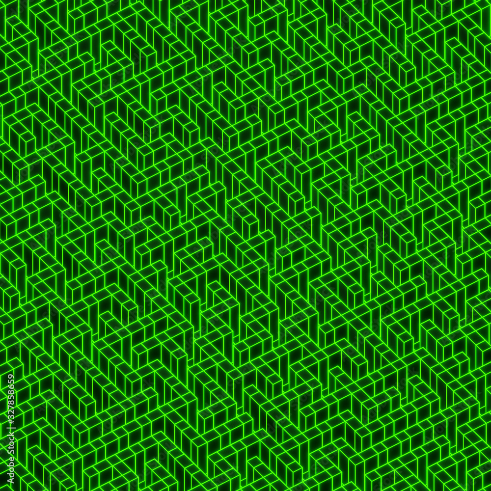 Green Neon Maze Texture Background, 3D Rendering labyrinth Green Neon Maze Texture Background, 3D Rendering labyrinth