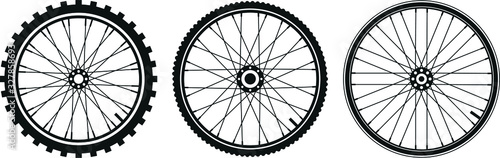 tre tipi di ruota di bicicletta in vettoriale photo