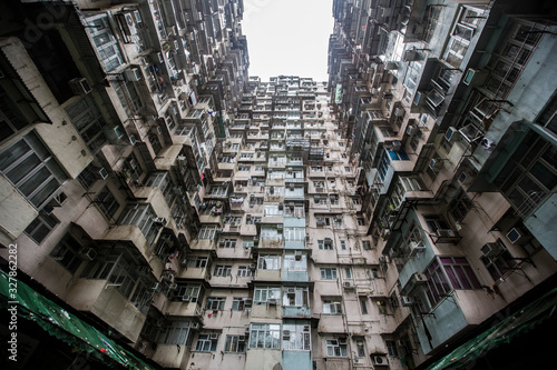 slum and old residental buildings in Honkong