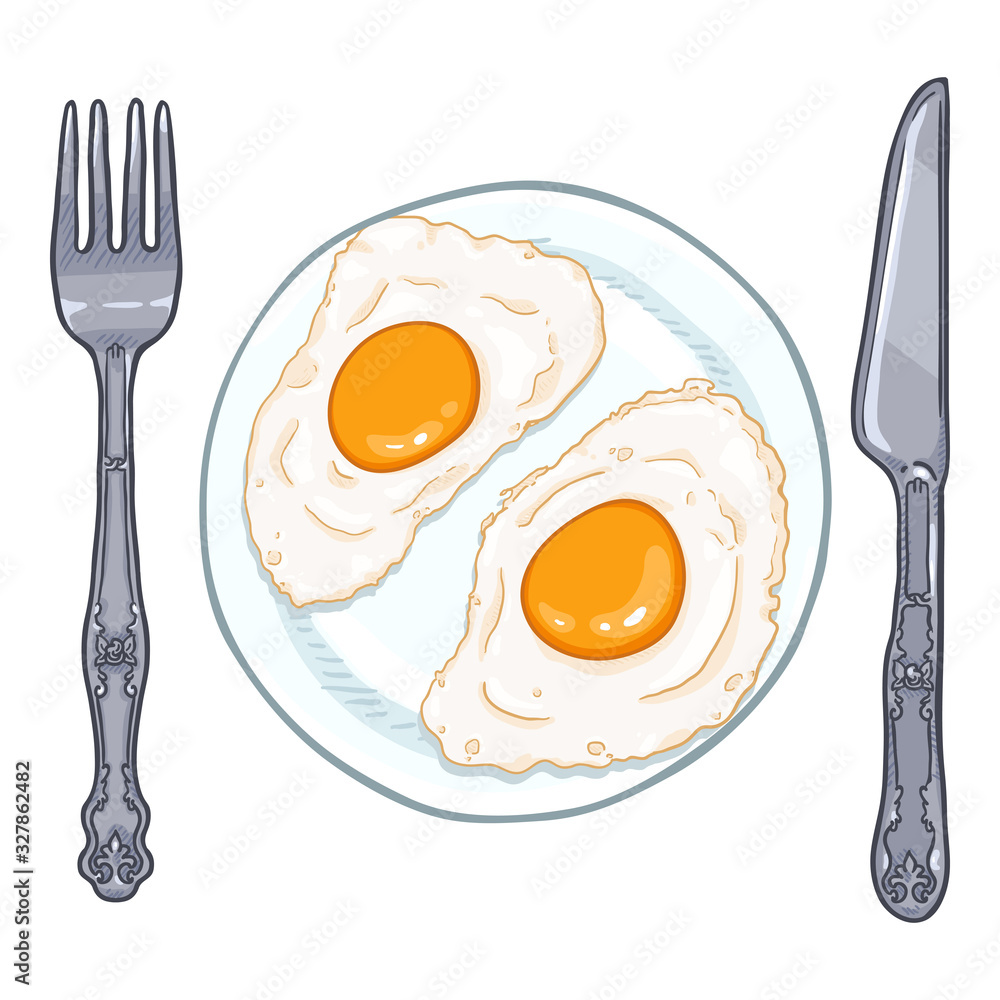 Vector Cartoon Sunnyside Eggs Illustration Vector Cartoon Sunnyside Eggs Illustration