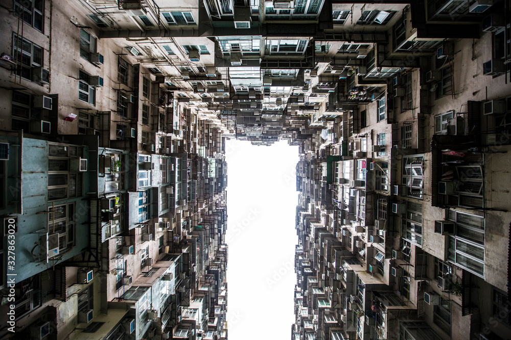 slum and old residental buildings in Honkong