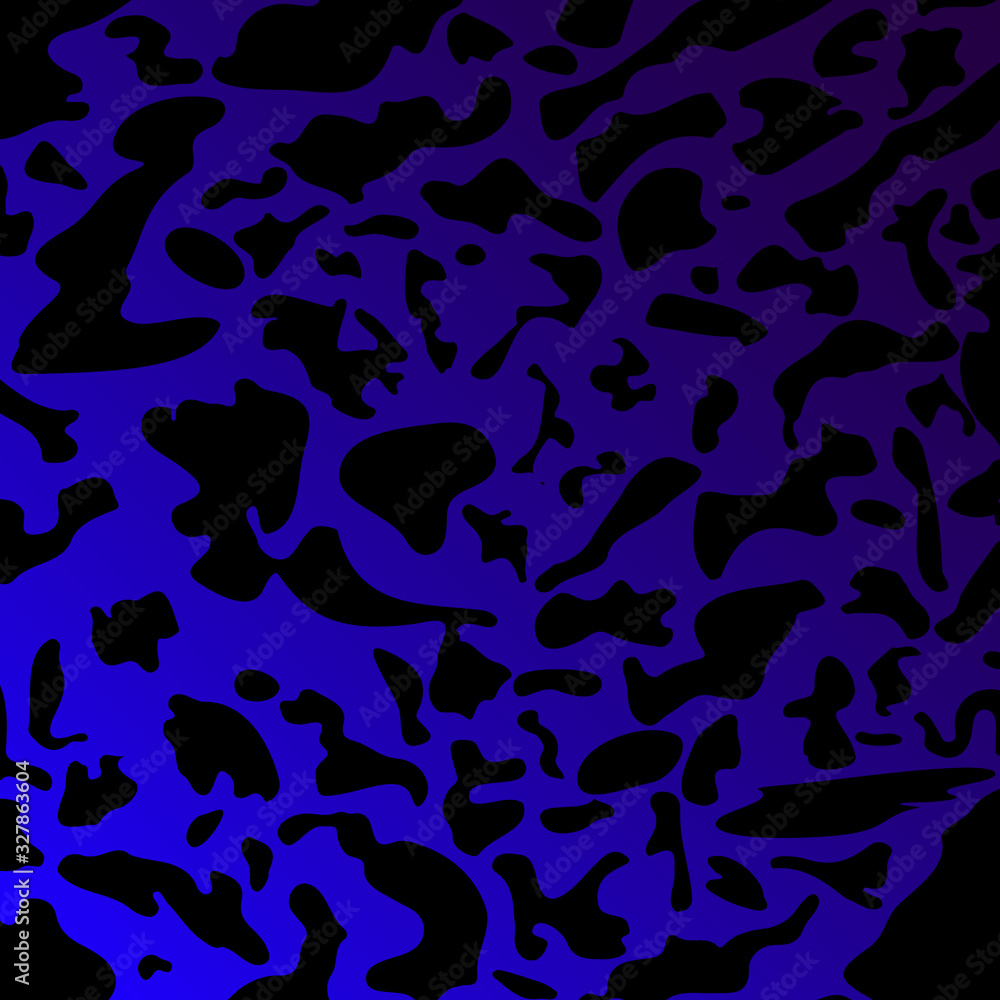Spotty blue blots on a dark military gradient.