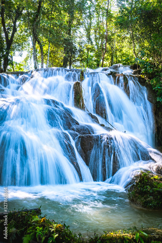 Agua Azul means "Blue Water" waterfalls in Chiapas, Mexico
