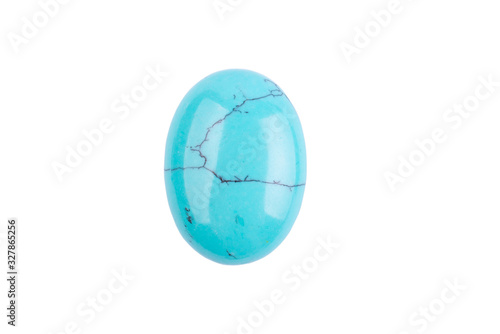 Natural cabochon stone on a white background