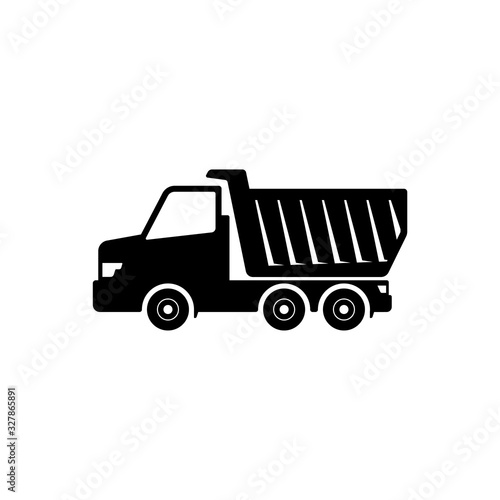 tipper truck isolated on white background. Vector dump truck icon symbol sign design