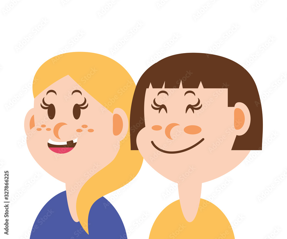 cute girls smiling on white background cute girls smiling on white background