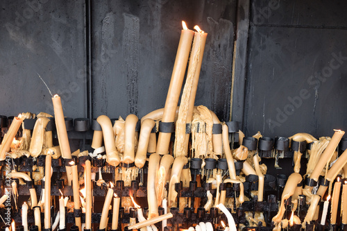 burning candles in Fatima, Portugal