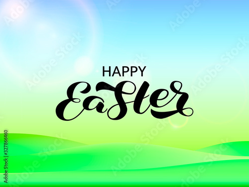 Happy Easter brush lettering. Vector stock illustration for banner or poster