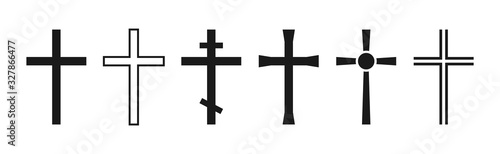 Fotografia Cross symbol. Christian cross icon collection. Vector