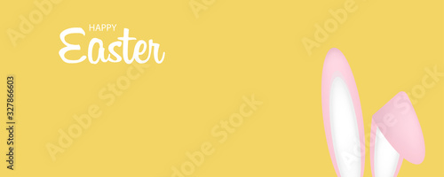 Happy easter day illustration. Horizontal greeting banner with bunny. Vector