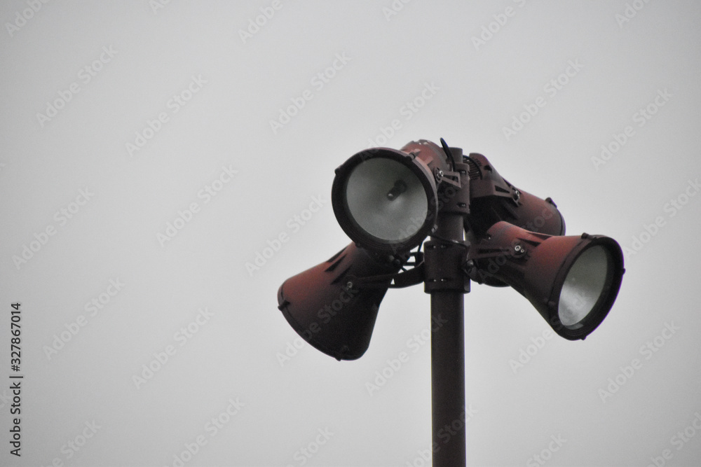 light projectors in a foggy day