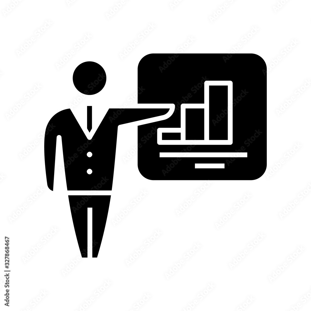 Marketing presentation black icon, concept illustration, vector flat symbol, glyph sign. Marketing presentation black icon, concept illustration, vector flat symbol, glyph sign.