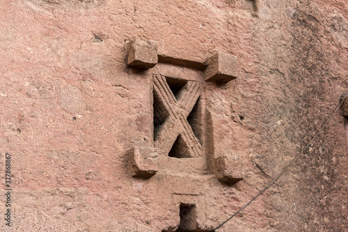 Detail of Biete Mariam, Lalibela, Ethiopia photo