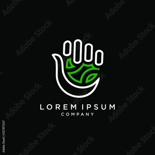 hand holding tennis ball logo icon a design vector illustration