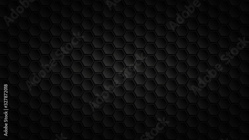 Black hexagon wallpaper . Vector illustration .