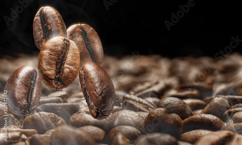 background with coffee beans on a dark background © Mikhaylovskiy 