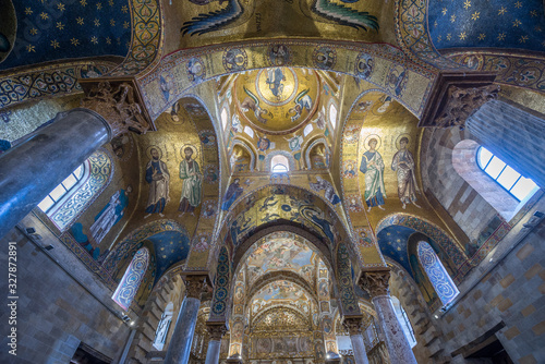 Palermo   Italy10.20.2015.Interior of theChurch of Santa Maria dell Ammiraglio  also known as La Martorana