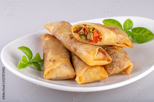 pancakes stuffed with meat and vegetables